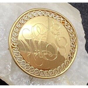 Vintage BAB 1/20 14K G.O. Gold‎ Overlay Initial EME Monogram Brooch Pin 6g 1''